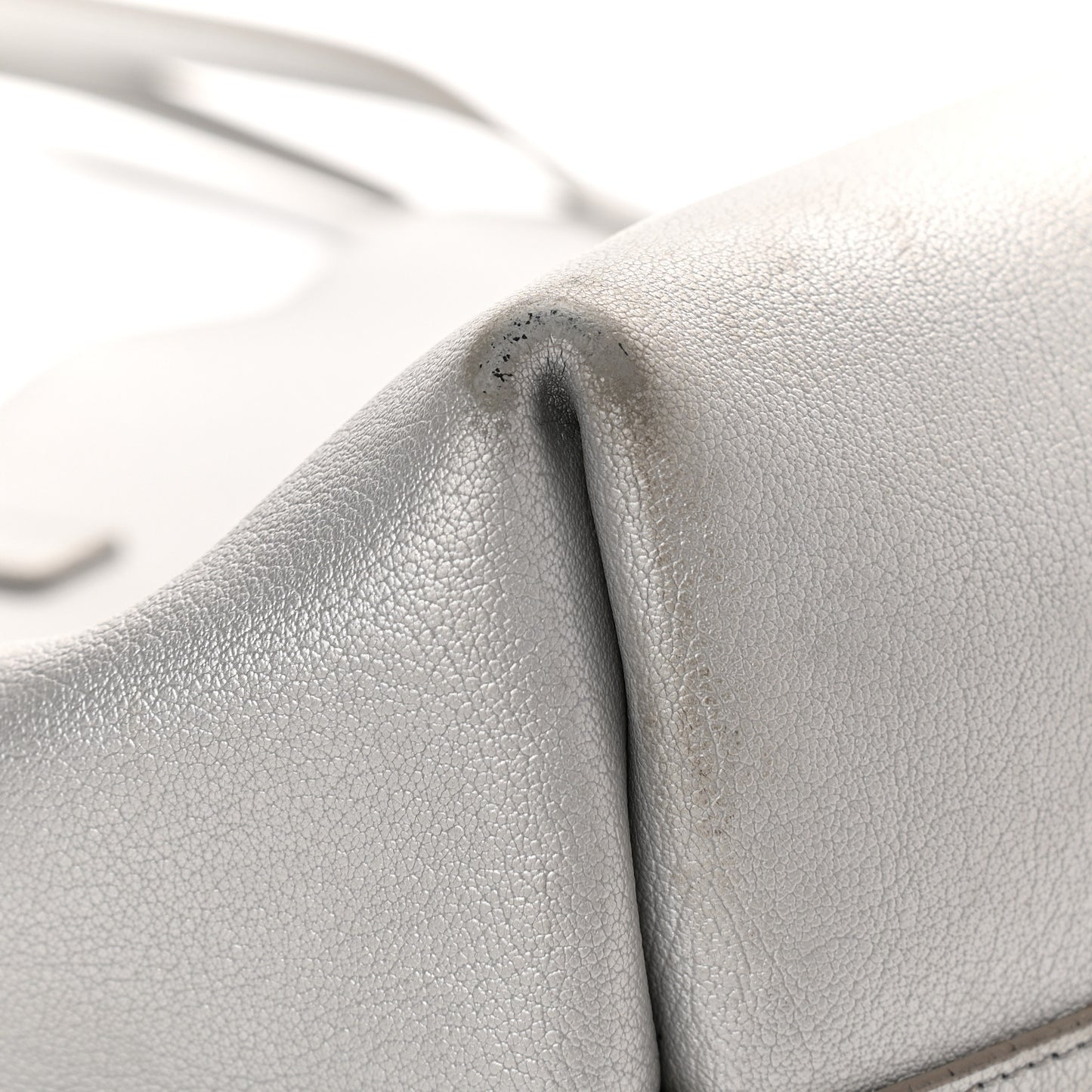 Metallic Calfskin Large Shopping Tote Silver