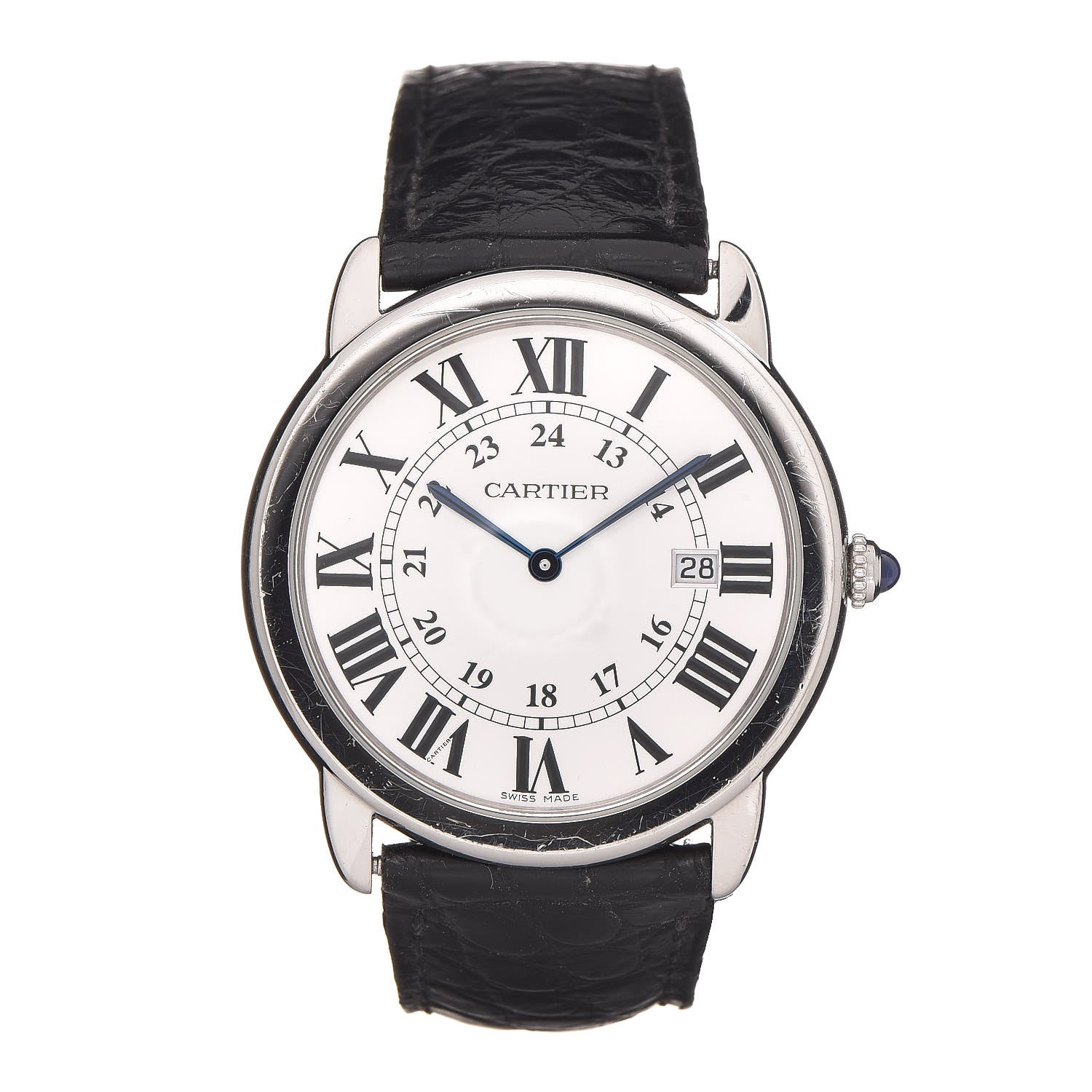 Cartier Stainless Steel Alligator 36mm Ronde Solo Quartz Watch 1 of 8