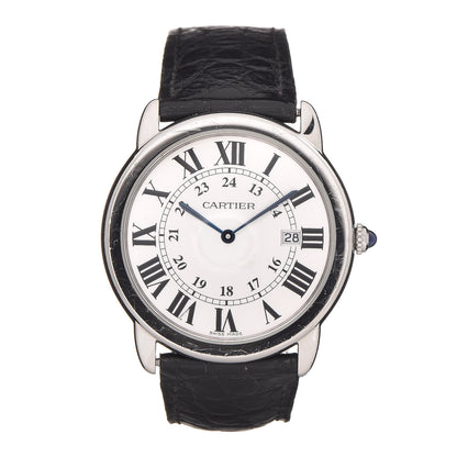 Cartier Stainless Steel Alligator 36mm Ronde Solo Quartz Watch 1 of 8