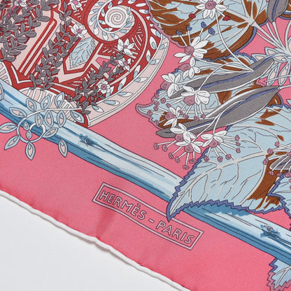 Hermes Silk Mythes et Metamorphoses Scarf 90 Rose Vif Bleu Beige Rose 3 of 5