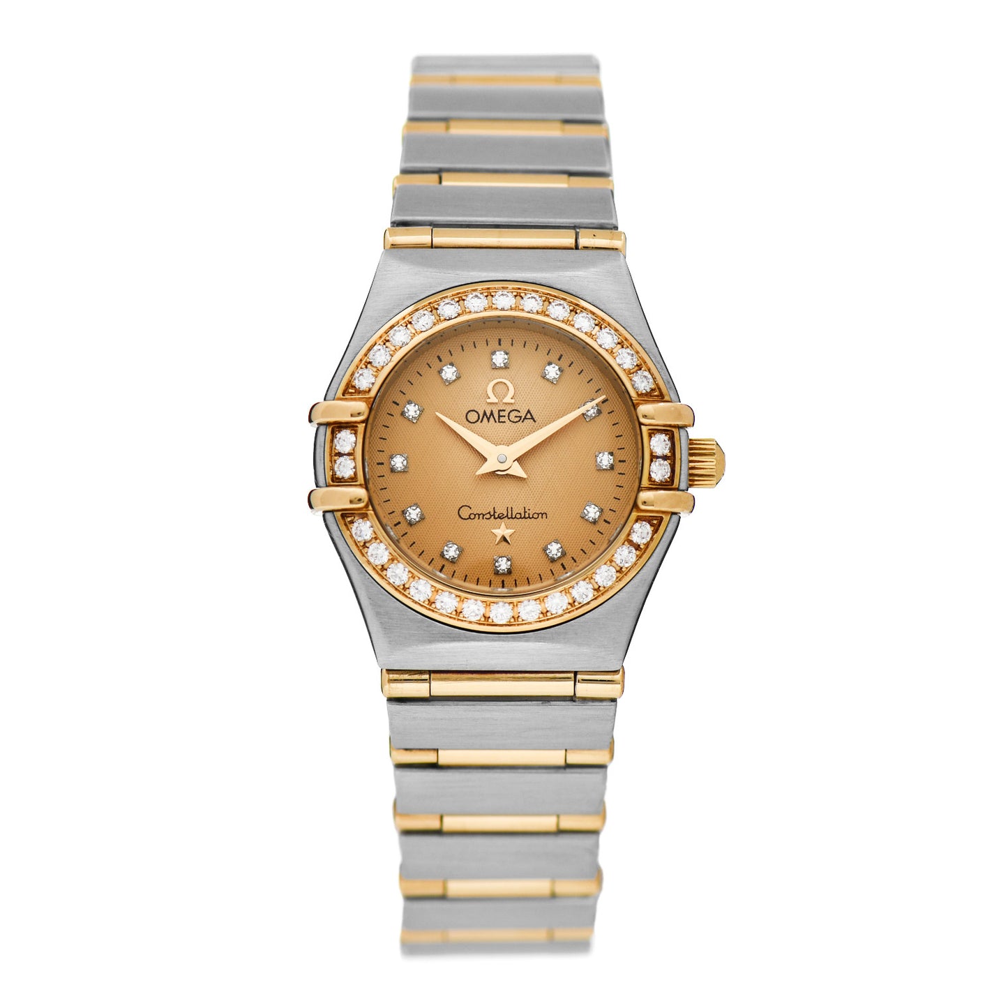 Stainless Steel 18K Yellow Gold Diamond Bezel 22mm Constellation Quartz Watch Champagne 1267.15.00