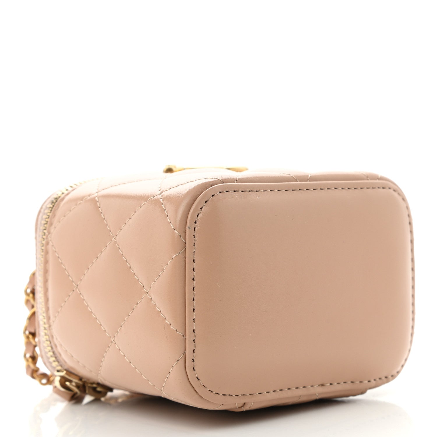 Chanel Calfskin Quilted Mini Perfect Fit Vanity Case With Chain Beige 4 of 10
