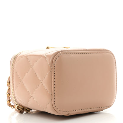 Chanel Calfskin Quilted Mini Perfect Fit Vanity Case With Chain Beige 4 of 10