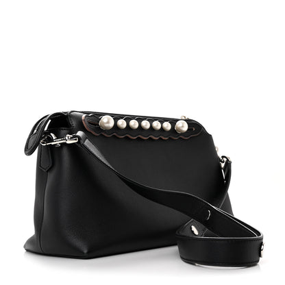 Fendi Vitello Dolce Scalloped Pearl Studded Medium By The Way Boston Bag Black 3 of 12