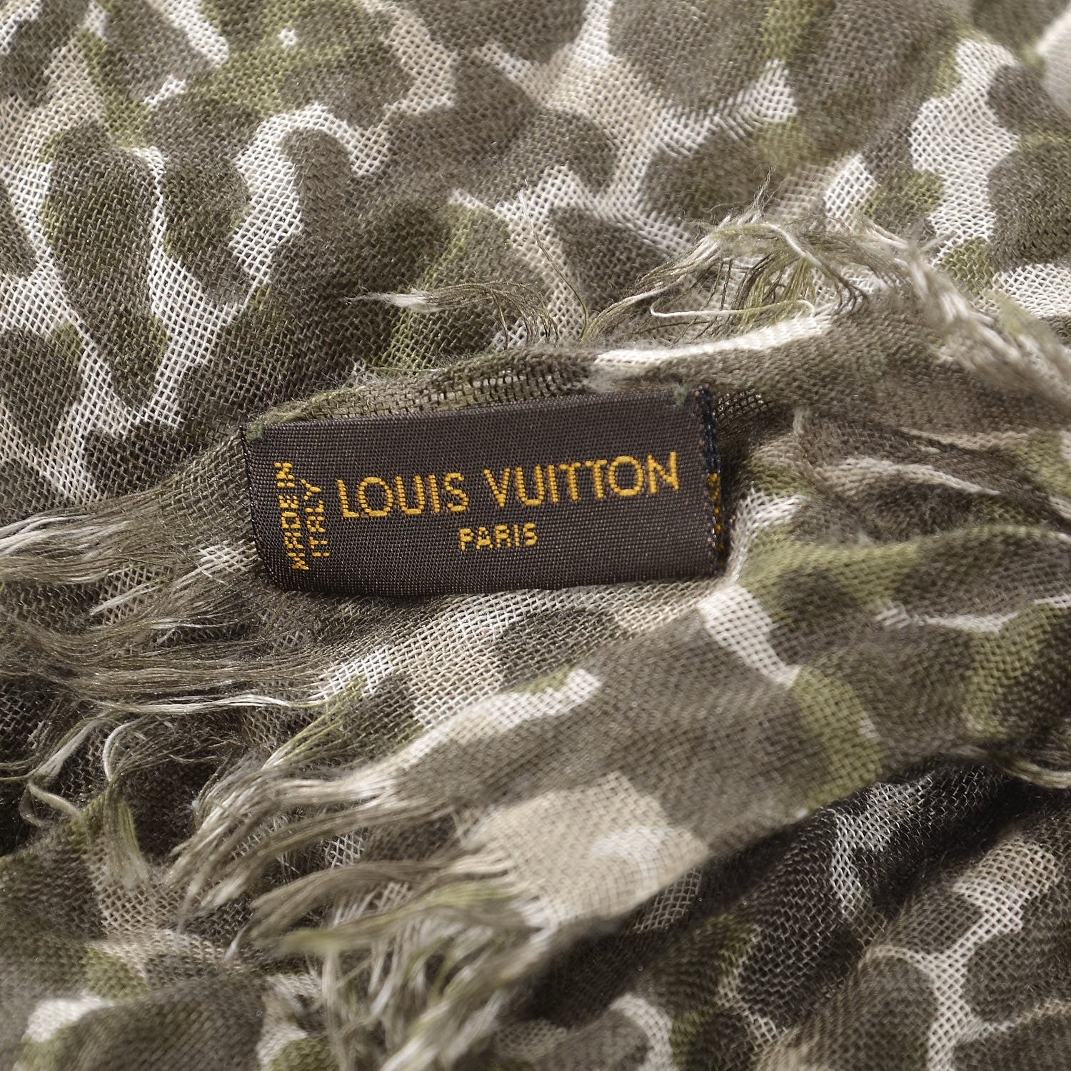 Louis Vuitton Cashmere Silk Leopard Stole Green 3 of 4