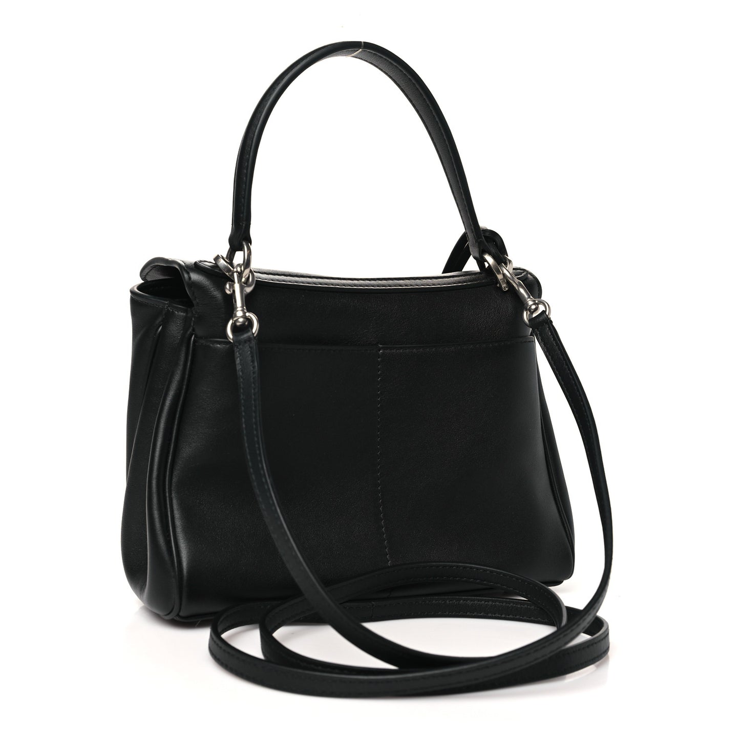 Natural Smooth Calfskin Mini Rodeo Top Handle Handbag Black