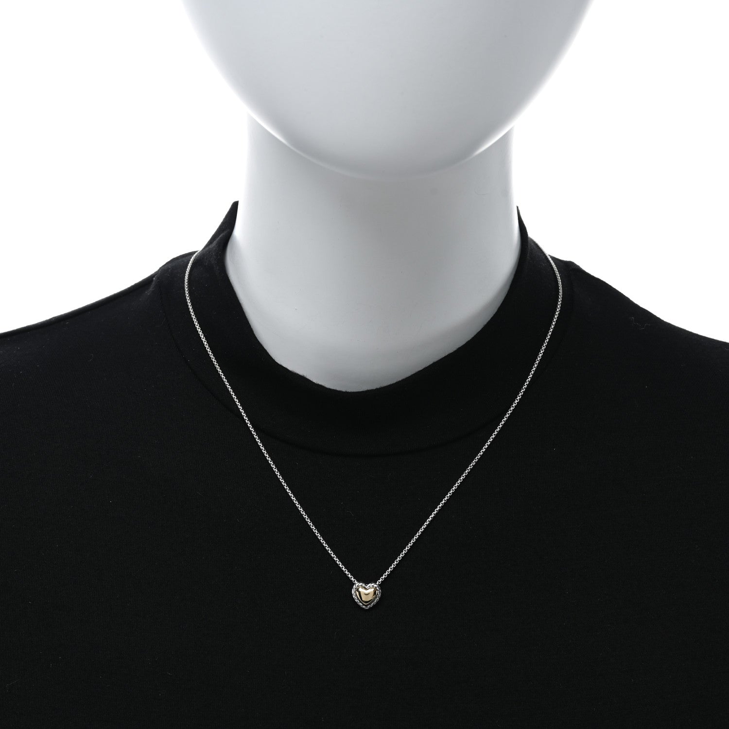 David Yurman Sterling Silver 18K Yellow Gold Cable Cookie Heart Pendant Necklace 2 of 4