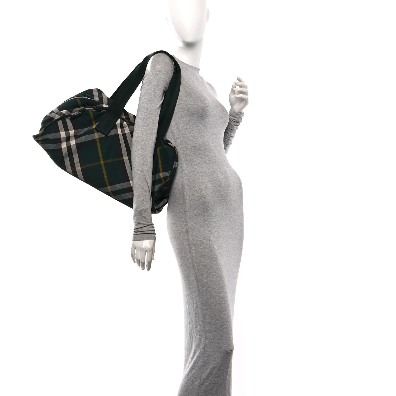 Burberry Nylon Check Shield Duffle Bag Ivy 2 of 9