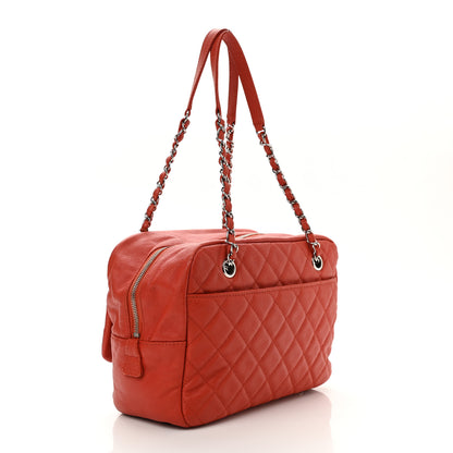 Chanel Caviar Quilted Travel Flap Tote Red 2 of 9