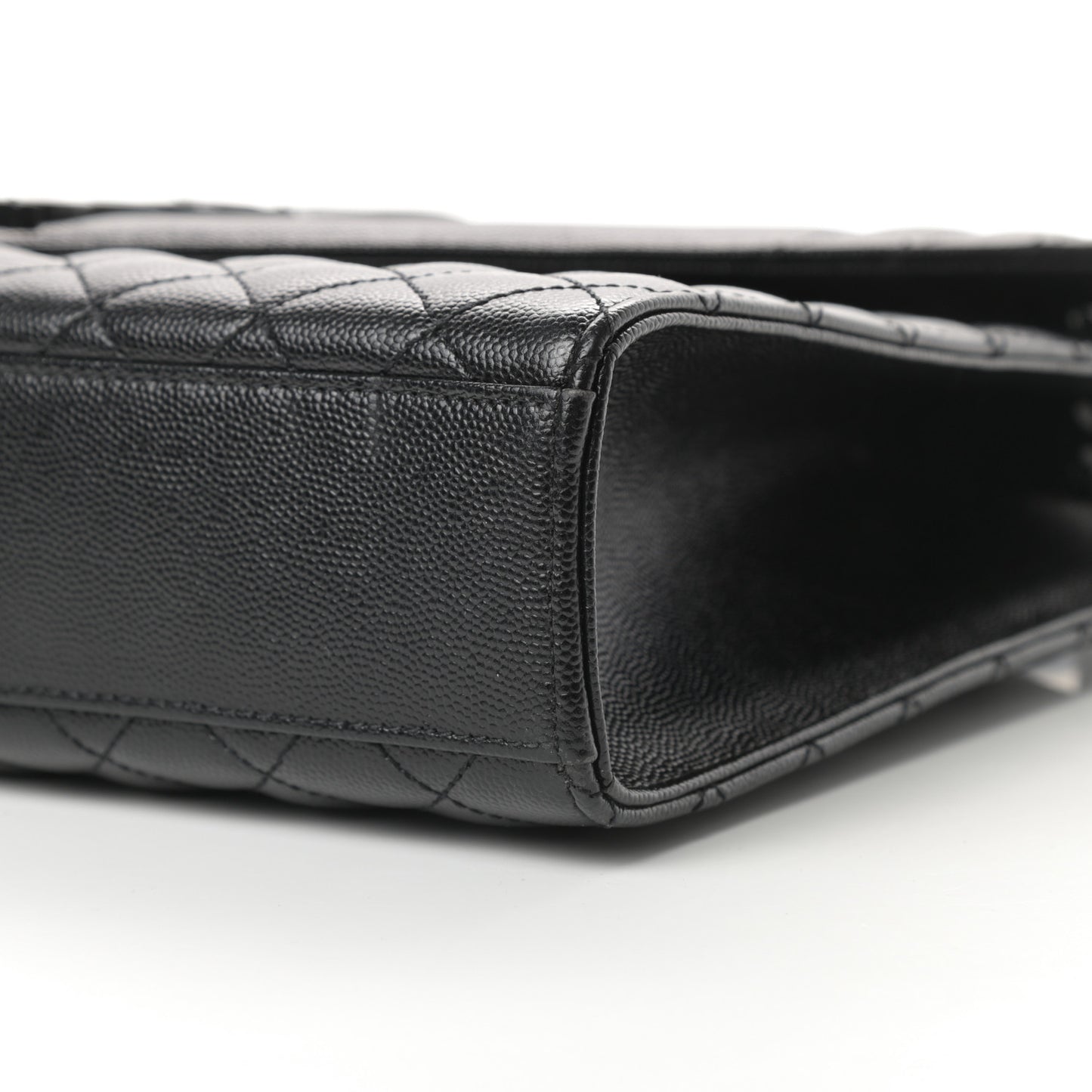 Grain De Poudre Textured Mixed Matelasse Large Triquilt Monogram Monochrome Satchel Black