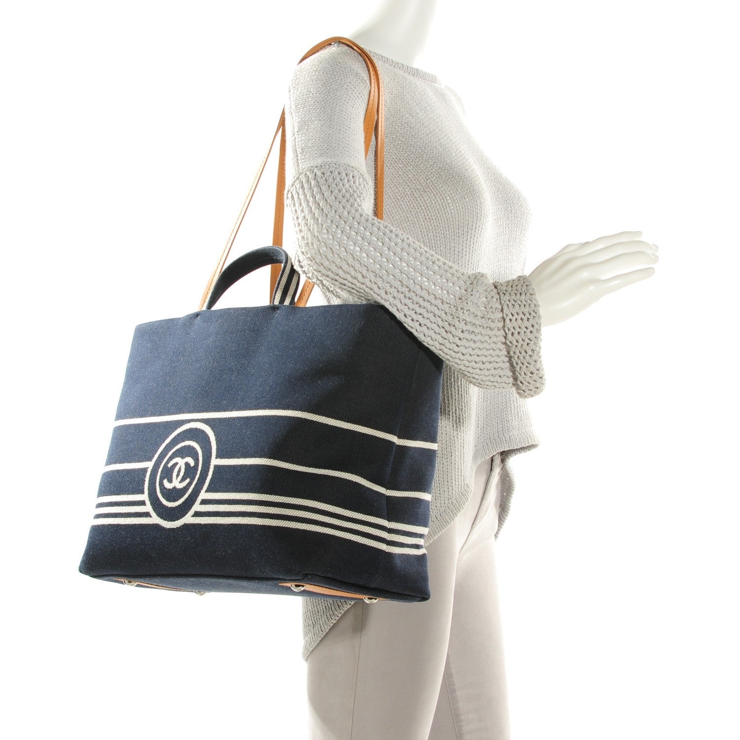 Chanel Denim Large Shopping Tote Blue 4 of 14