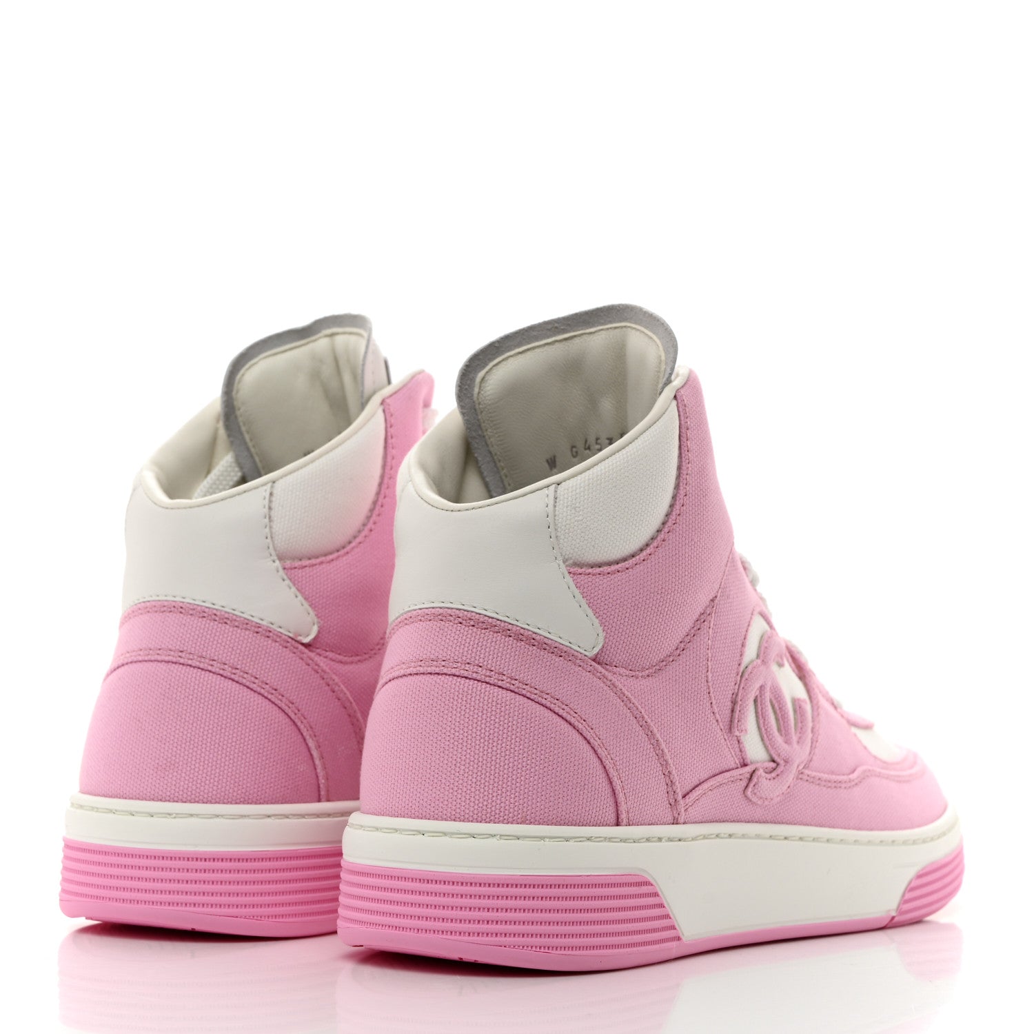 Chanel Canvas High Top Sneakers 38 Pink White 4 of 9