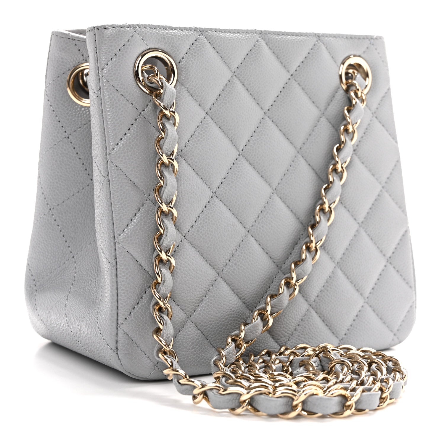 Chanel Caviar Quilted Mini Bucket Bag Blue 3 of 10