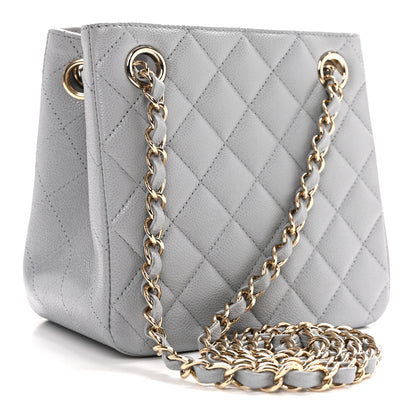 Chanel Caviar Quilted Mini Bucket Bag Blue 3 of 10