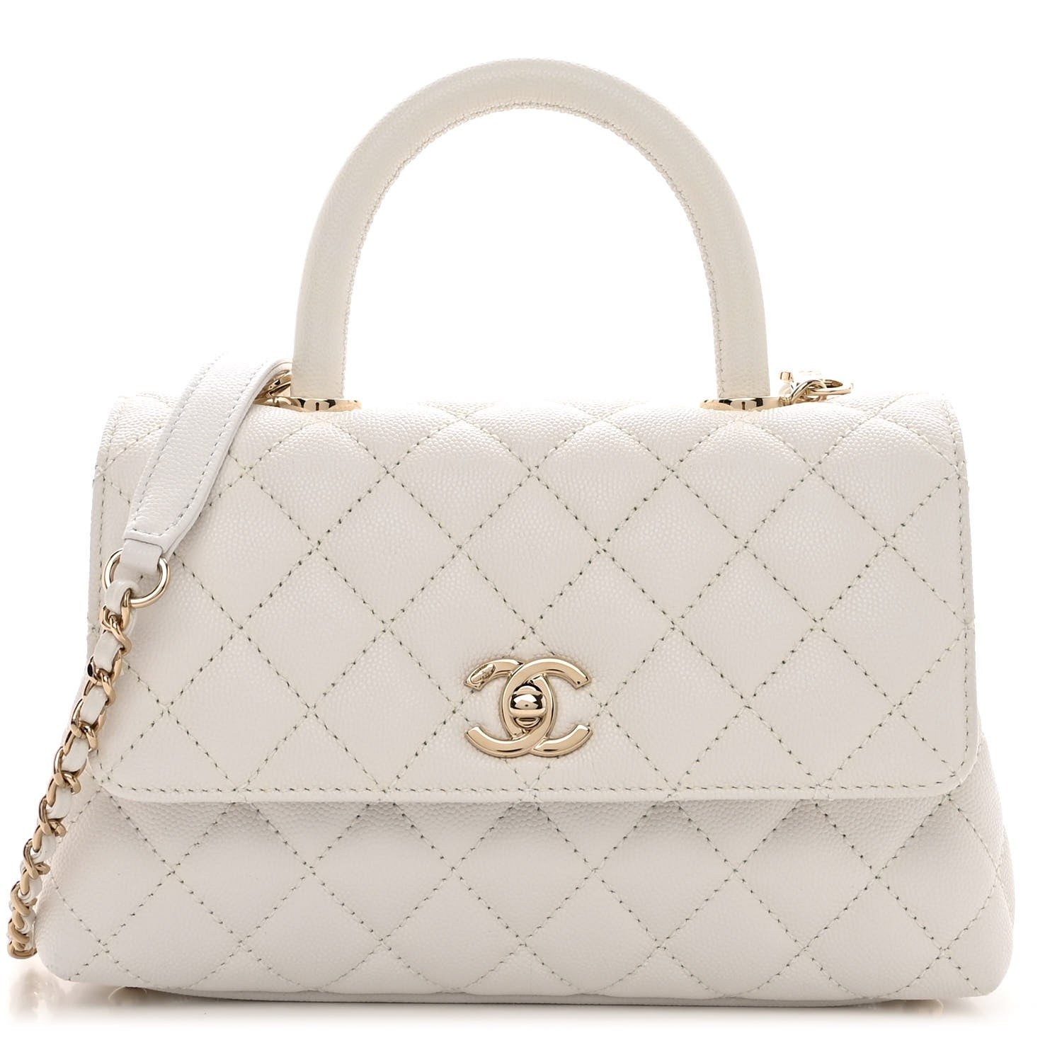 Chanel Caviar Quilted Mini Coco Handle Flap White 1 of 11