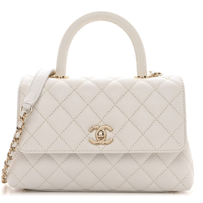 Chanel Caviar Quilted Mini Coco Handle Flap White 1 of 11