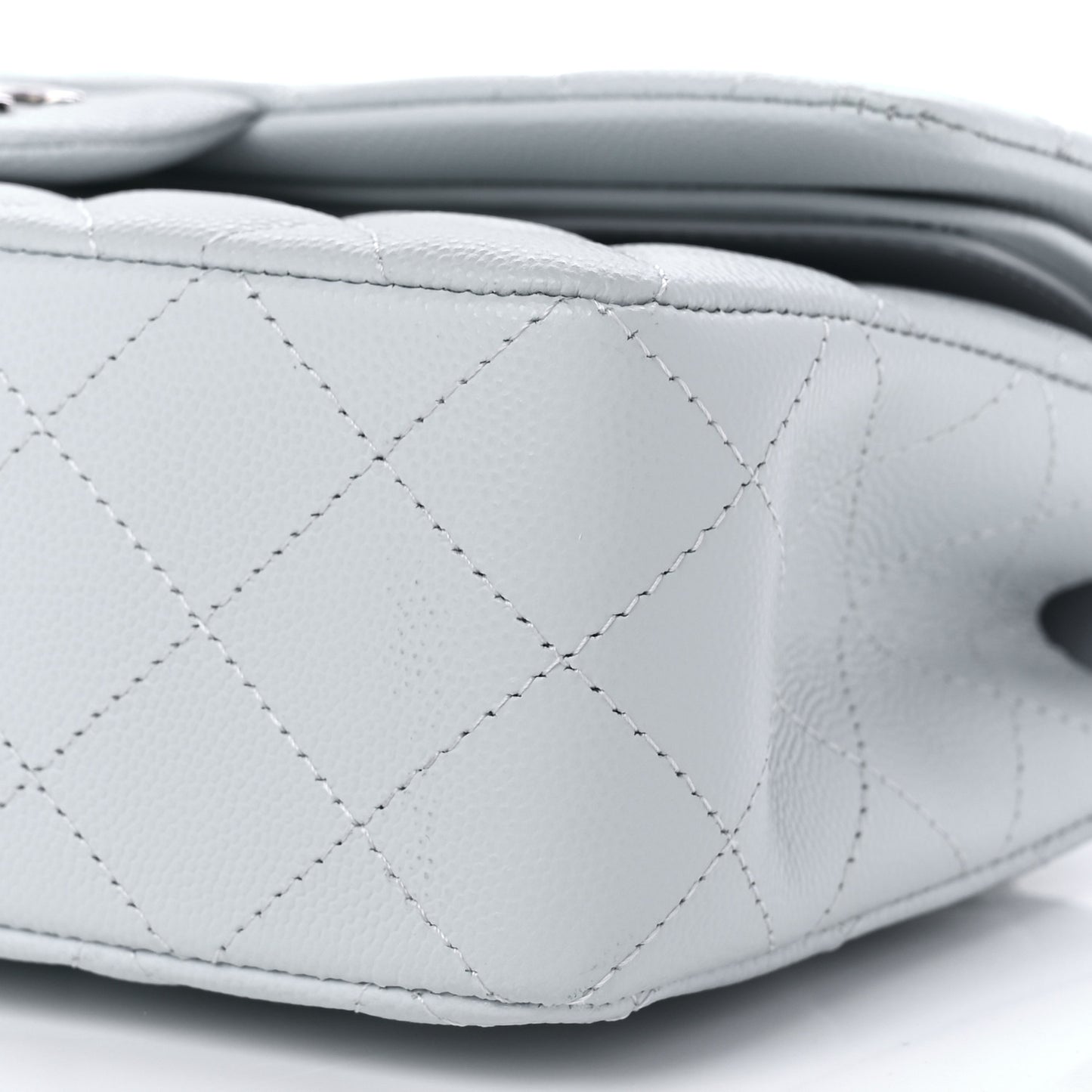 Caviar Quilted Small Double Flap Light Blue
