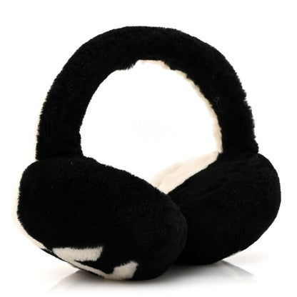 Chanel Shearling CC Bi-Color Ear Muffs White Black 3 of 5