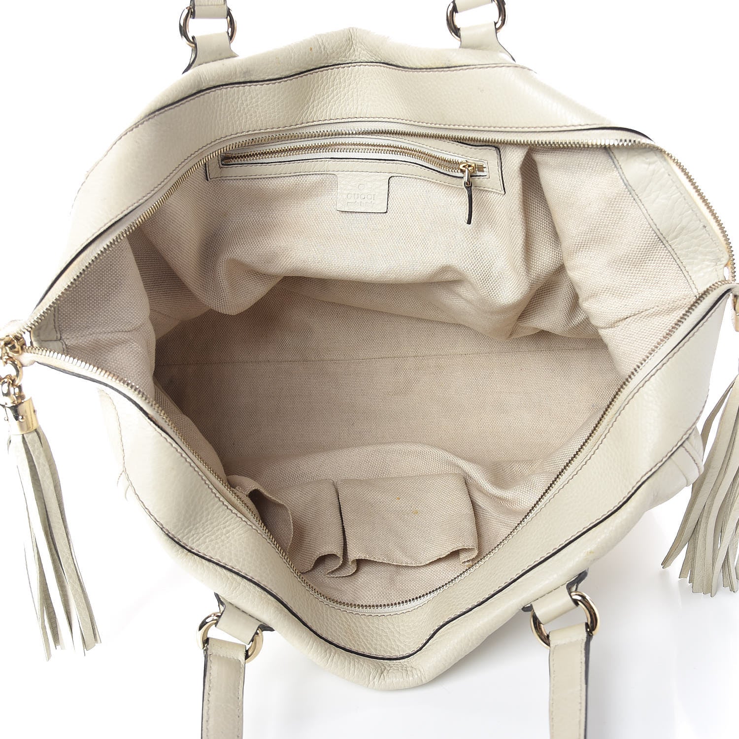 Gucci Pebbled Calfskin Large Soho Top Handle Bag Off White 5 of 19