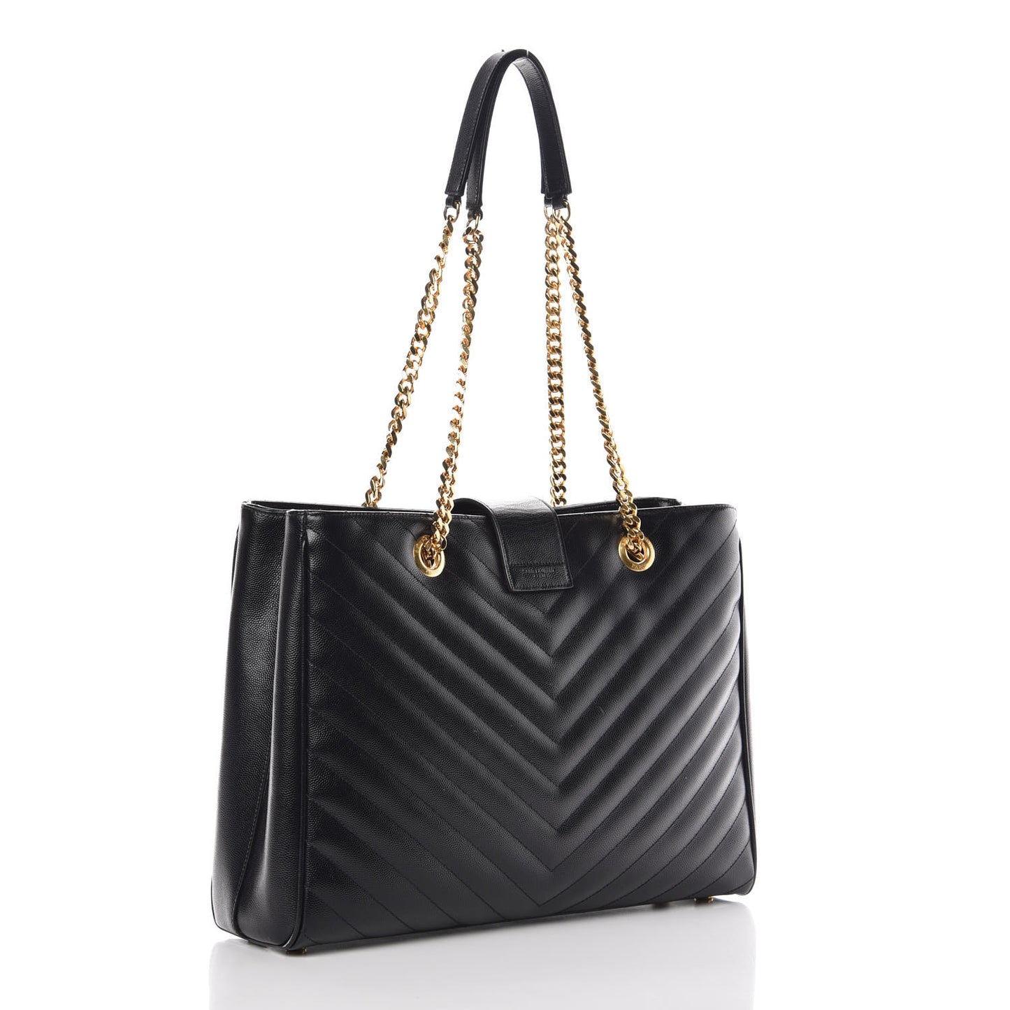 Grain De Poudre Matelasse Chevron Monogram Shopping Bag Black