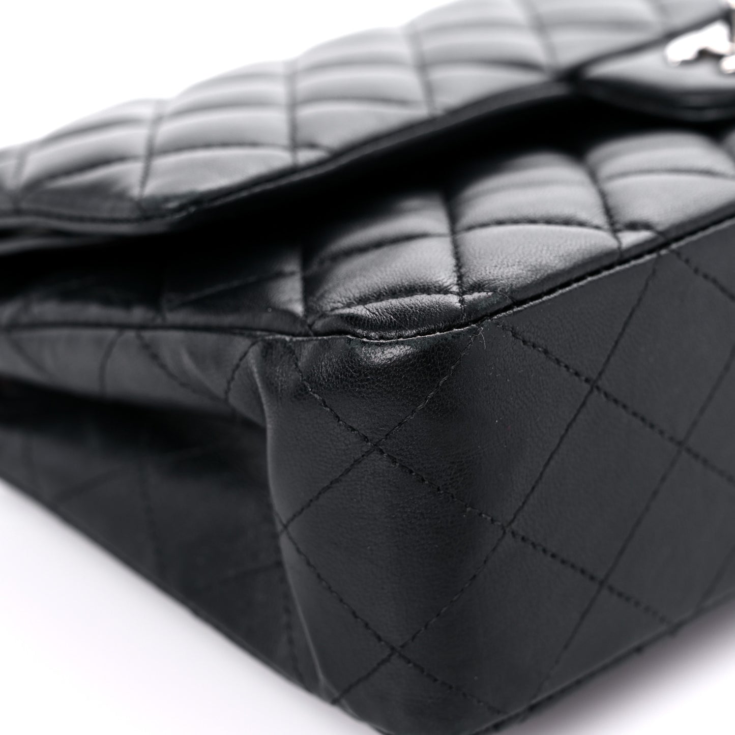 Lambskin Quilted Medium Double Flap Black