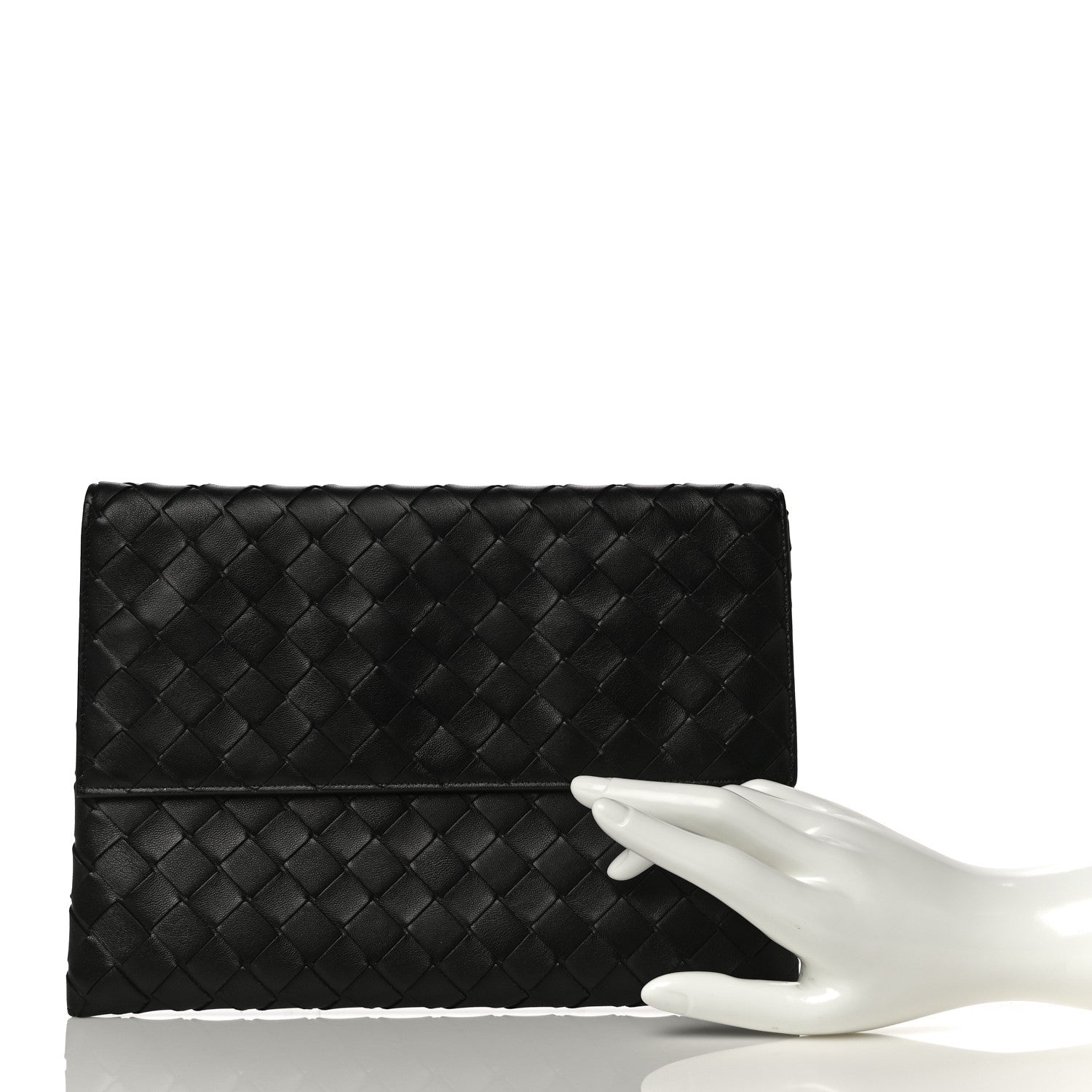 Bottega Veneta Nappa Intrecciato Flap Pouch Black 2 of 12