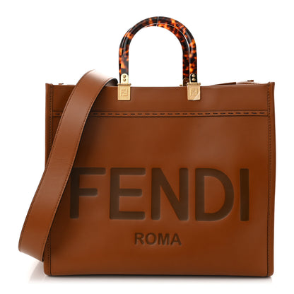 Fendi Vitello King Plexiglass Medium Fendi Sunshine Shopper Tote Cuoio 1 of 9
