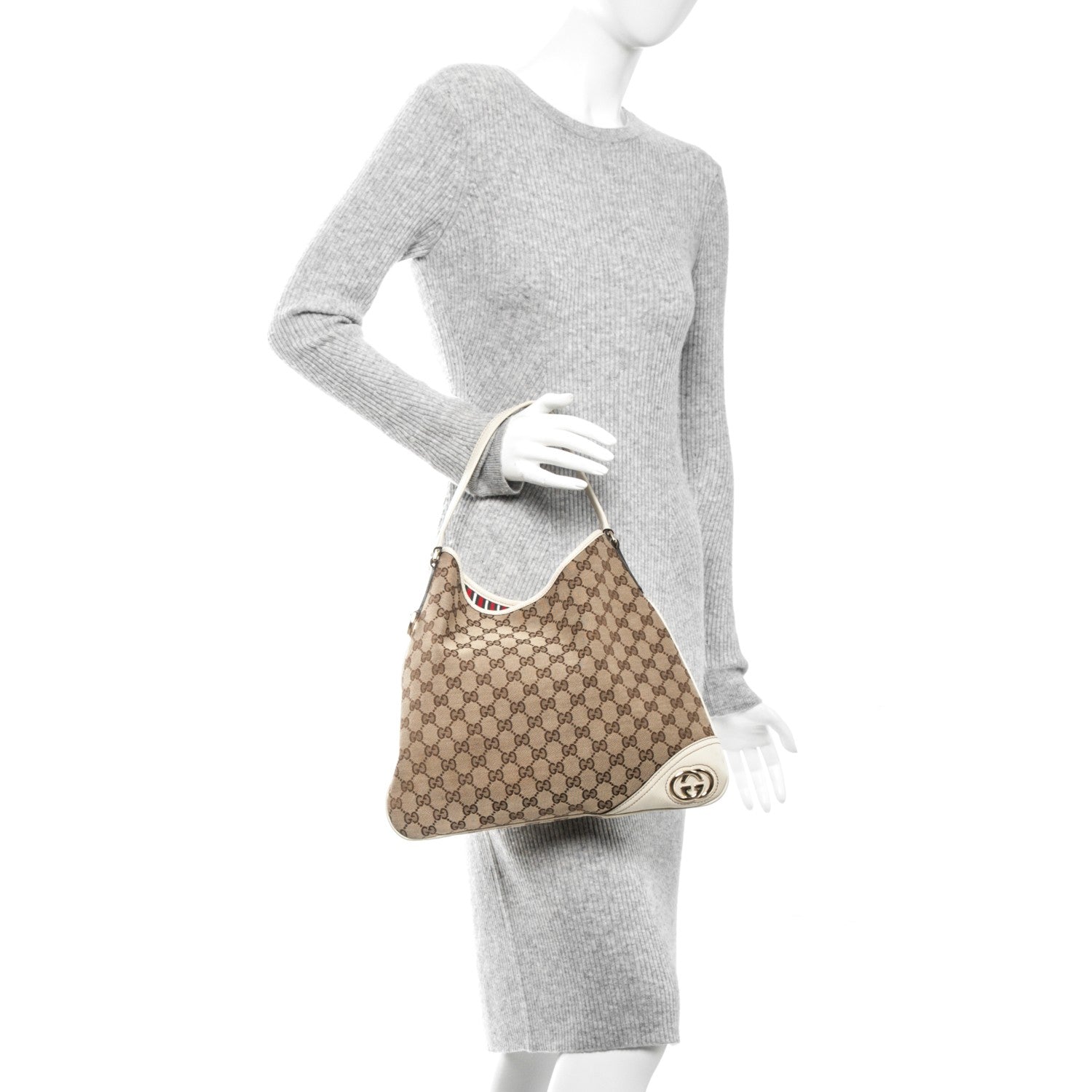 Gucci Monogram Medium New Britt Hobo Off White 2 of 6