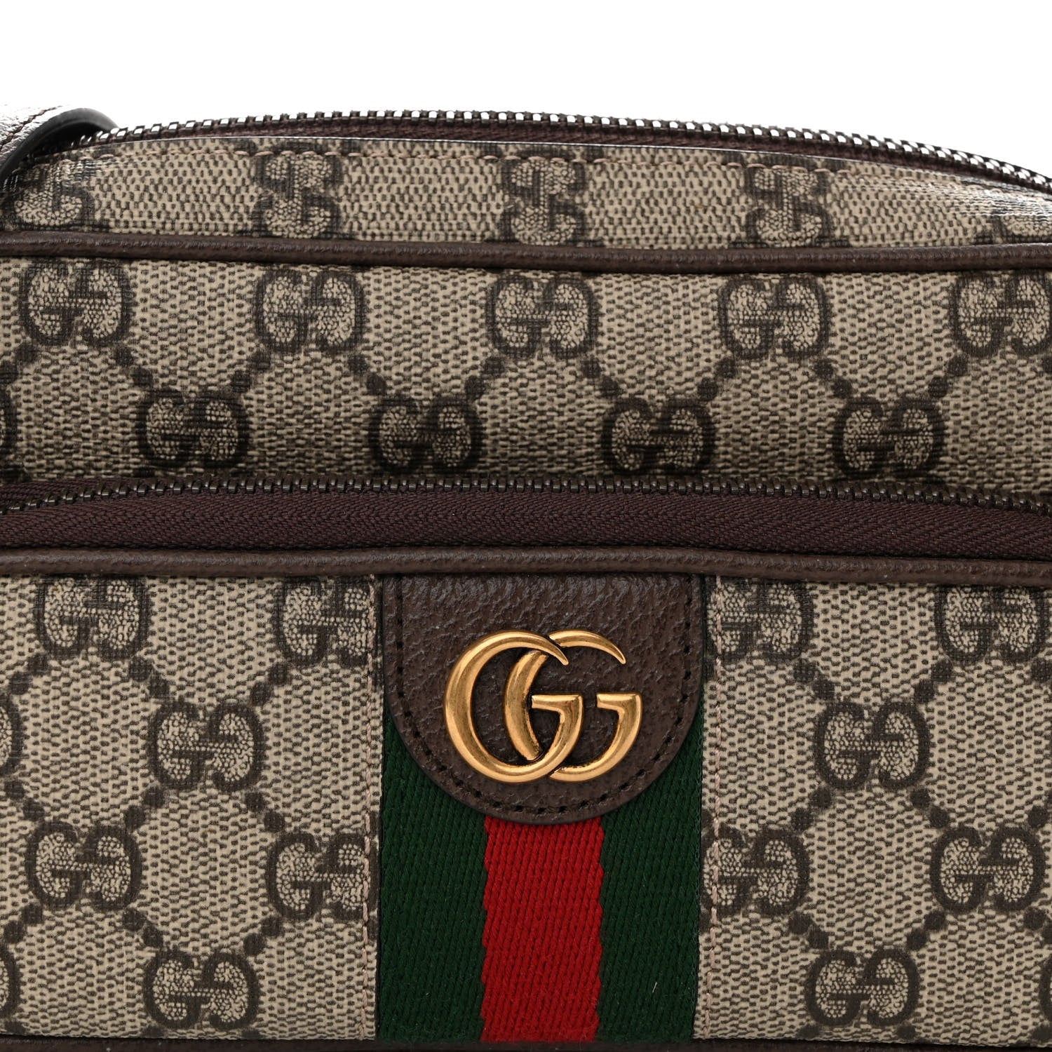 Gucci GG Supreme Monogram Textured Dollar Calfskin Web Mini Ophidia Convertible Shoulder Bag Beige Ebony New Acero 8 of 10