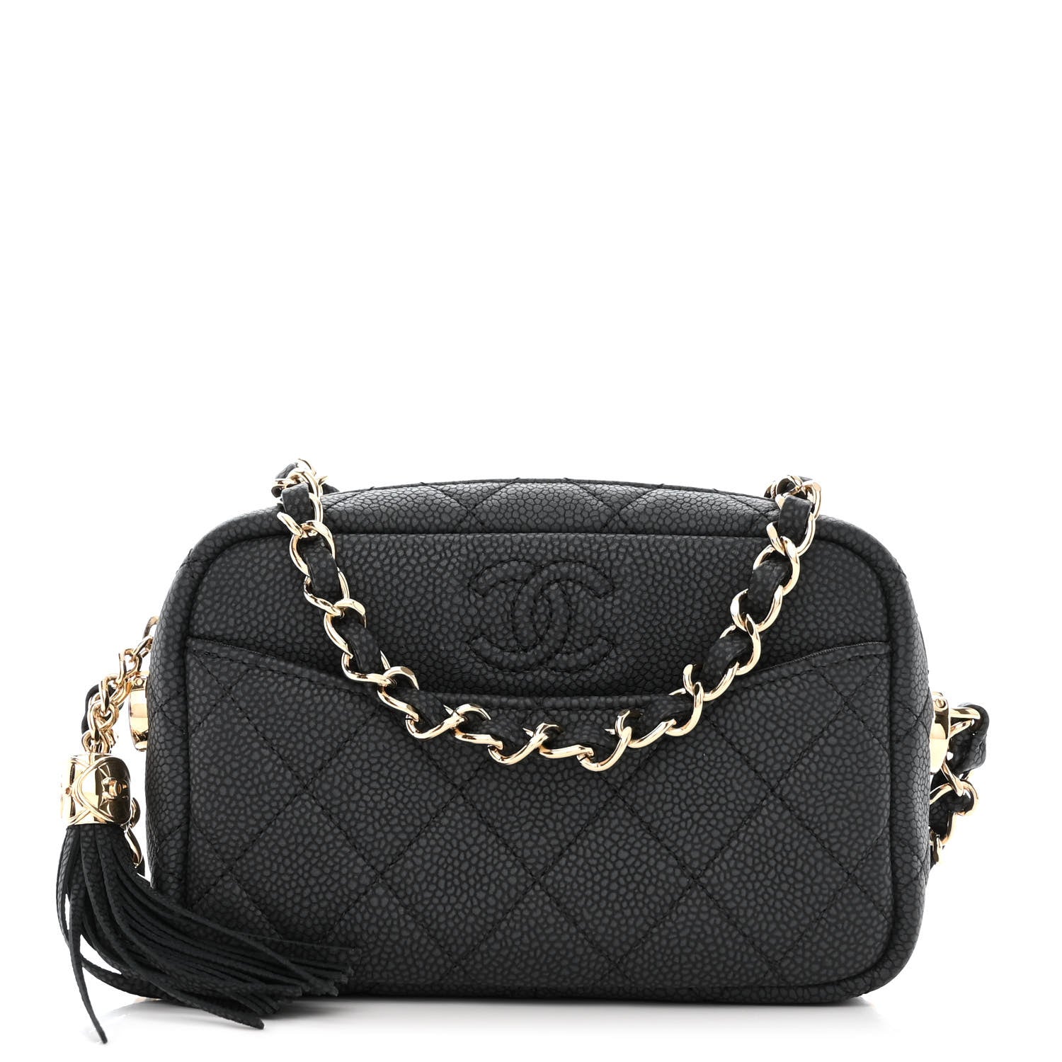 Chanel Iridescent Caviar Quilted Mini Coco Tassel Camera Case Black 1 of 11