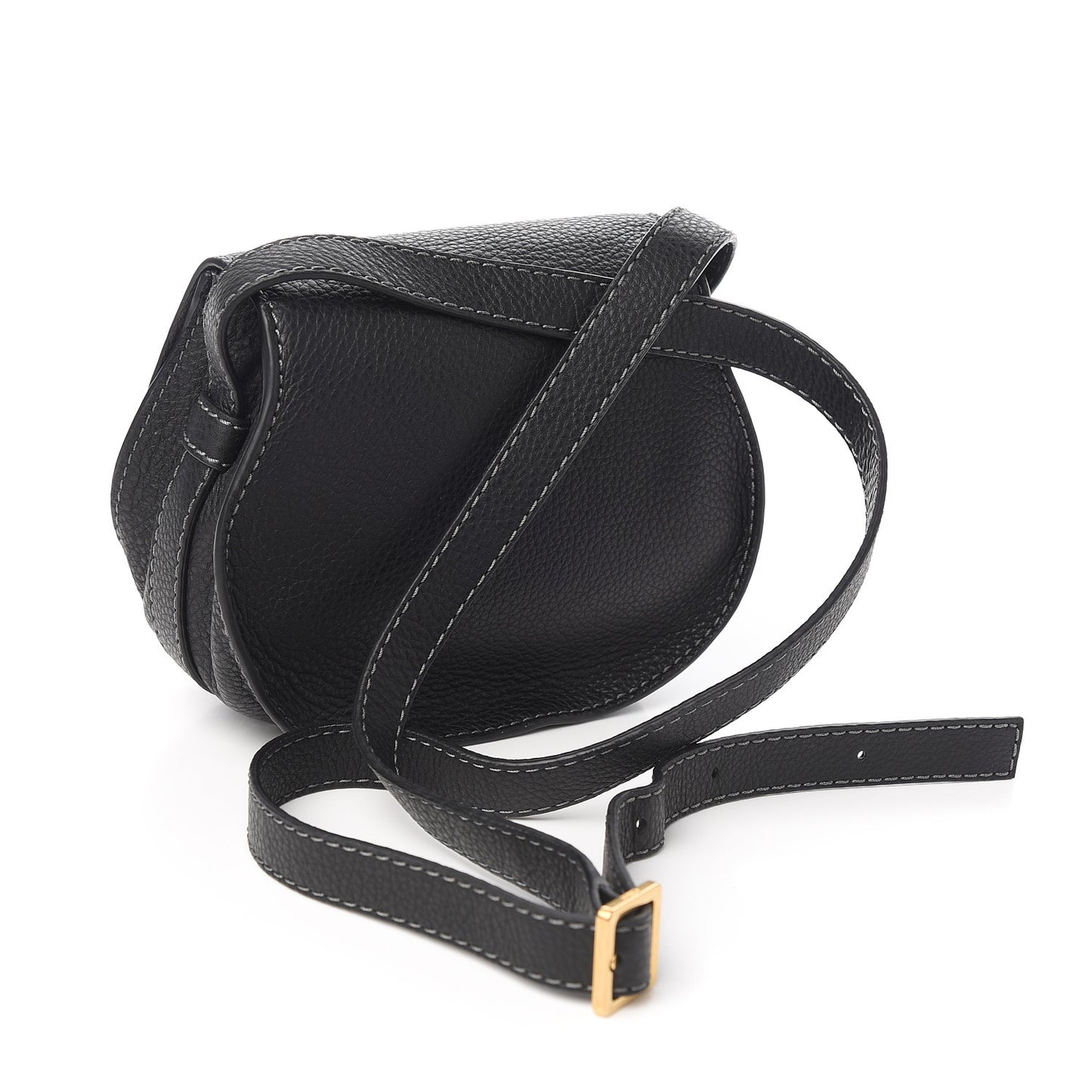 Calfskin Mini Marcie Round Crossbody Bag Black