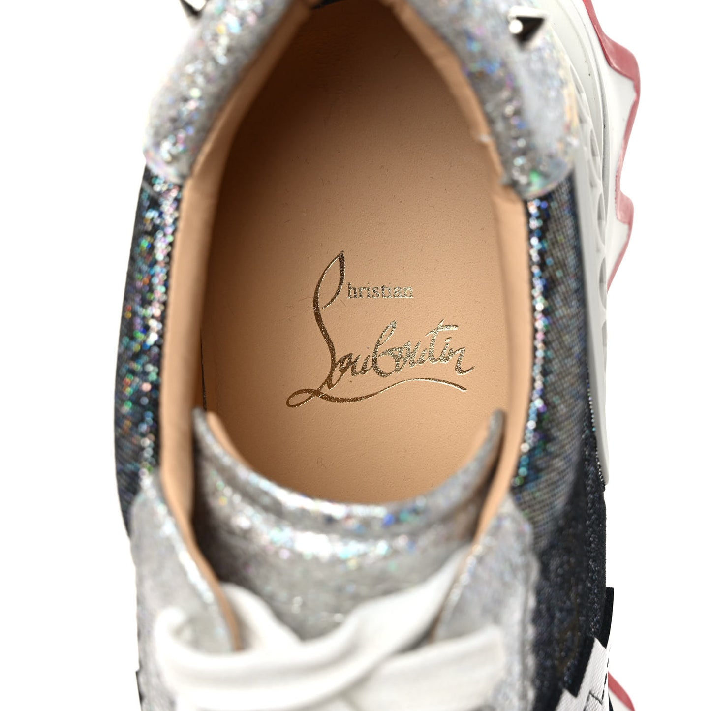 Laminated Nappa Calfskin Disco Queen Womens Loubishark Sneakers 37.5 Multicolor
