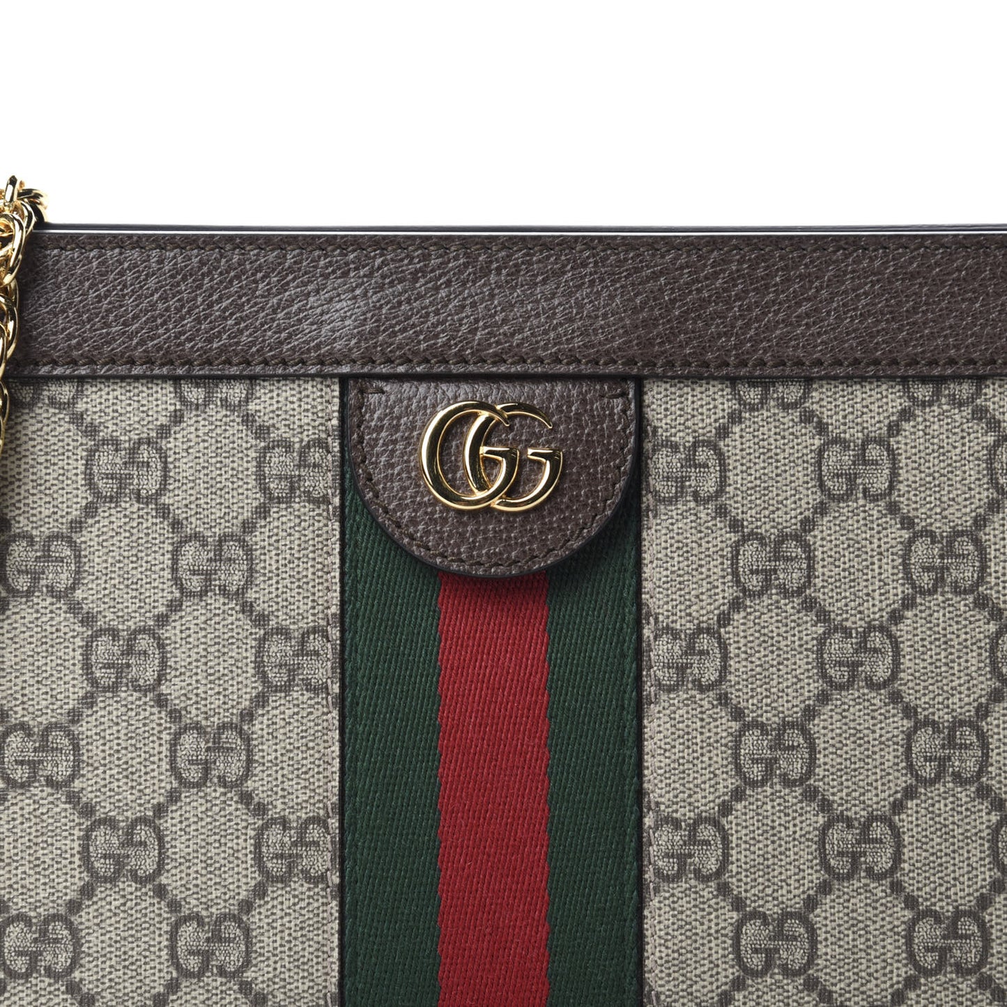 GG Supreme Monogram Web Small Ophidia Chain Shoulder Bag Brown