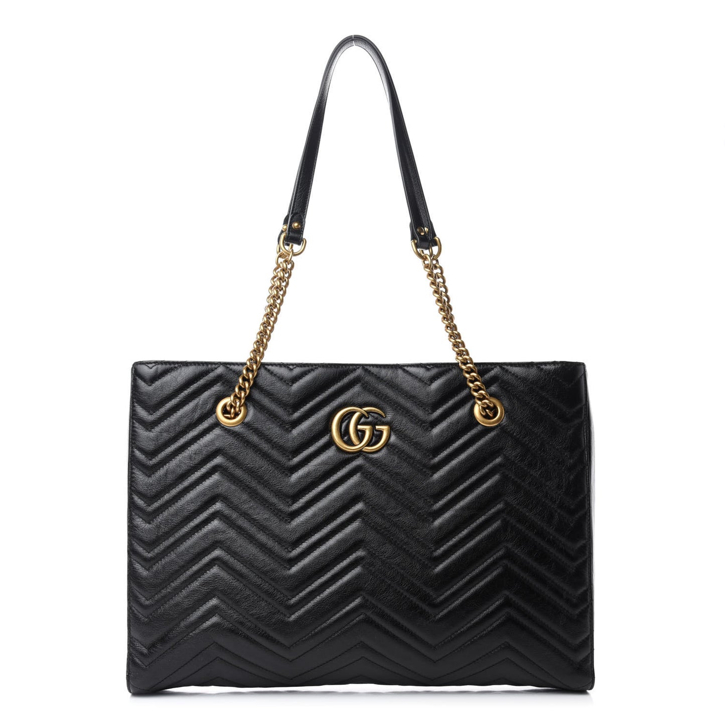 Vintage Calfskin Matelasse Medium GG Marmont Slim Tote Black