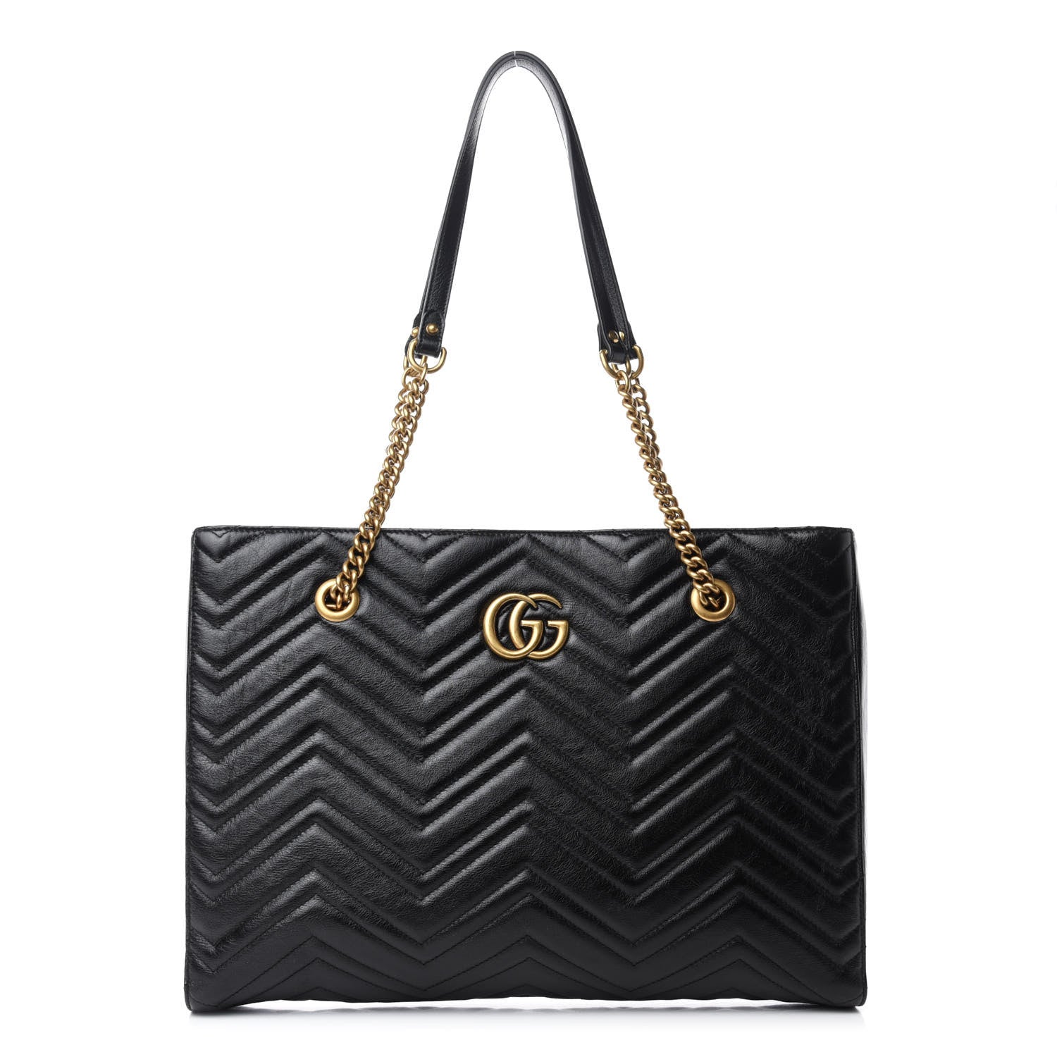 Gucci Vintage Calfskin Matelasse Medium GG Marmont Slim Tote Black 1 of 10