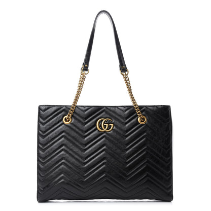 Gucci Vintage Calfskin Matelasse Medium GG Marmont Slim Tote Black 1 of 10