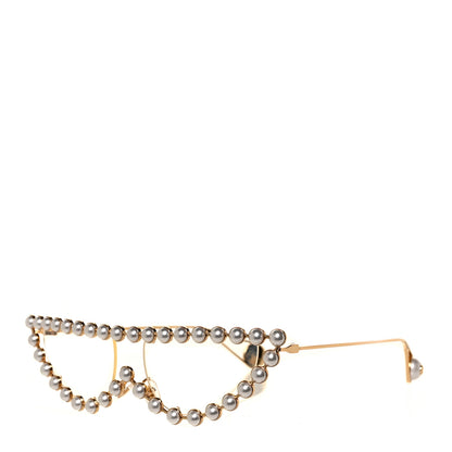 Gucci Metal Pearl Cat Eye Sunglasses GG0364S Gold 1 of 7
