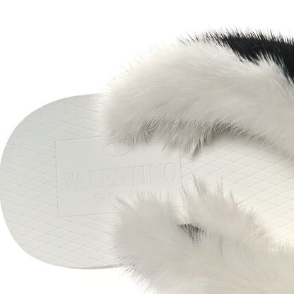 Valentino Garavani Mink Fur Thong Sandals 35 White Black 7 of 8