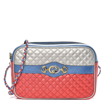 Gucci Laminated Nappa Trapuntata Small Zumi Shoulder Bag Rosso Marine Argento 1 of 9