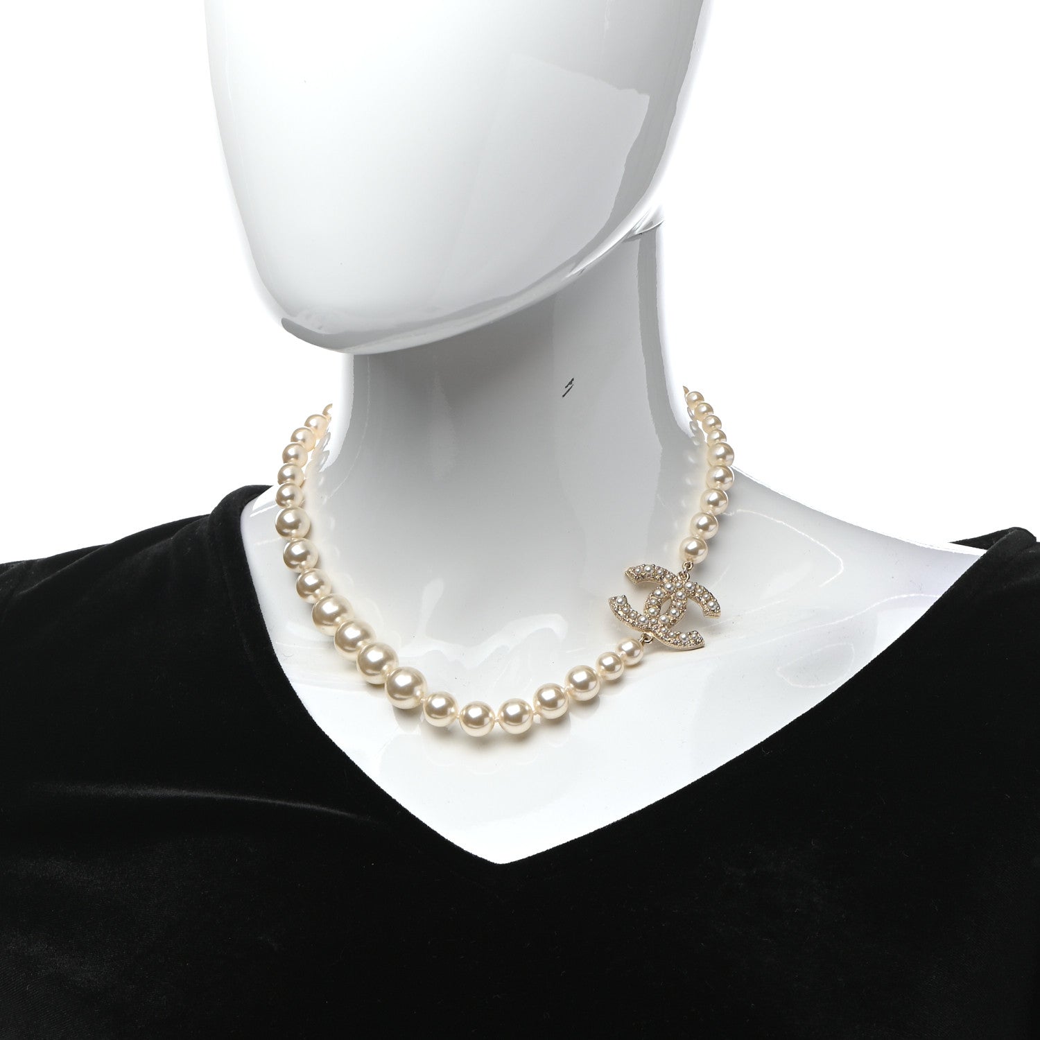 Chanel Pearl CC 100th Anniversary Necklace Light Gold 2 of 5