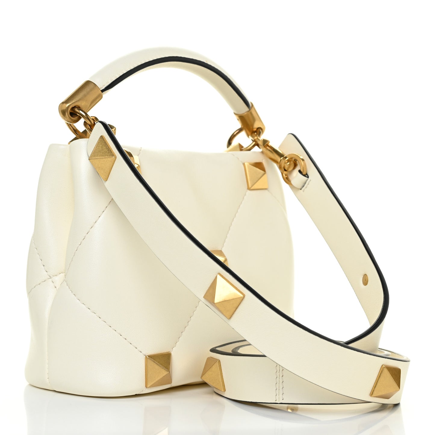 Nappa Mini Roman Stud The Handle Bag Ivory
