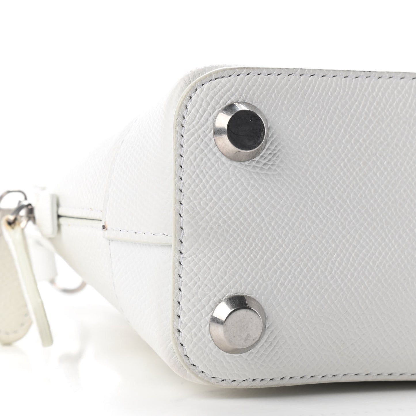 Grained Calfskin XXS Ville Top Handle Bag White Black
