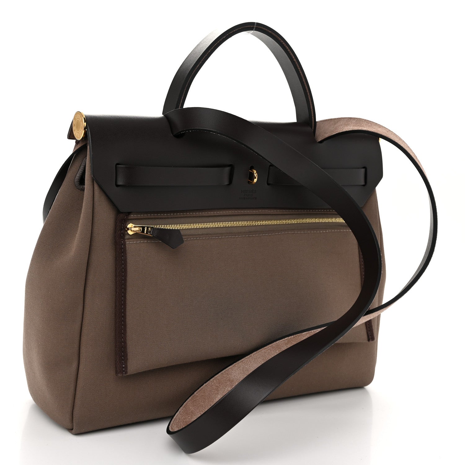 Hermes Vache Hunter Toile Herbag Zip Retourne 31 PM  Etoupe Ebene 4 of 11