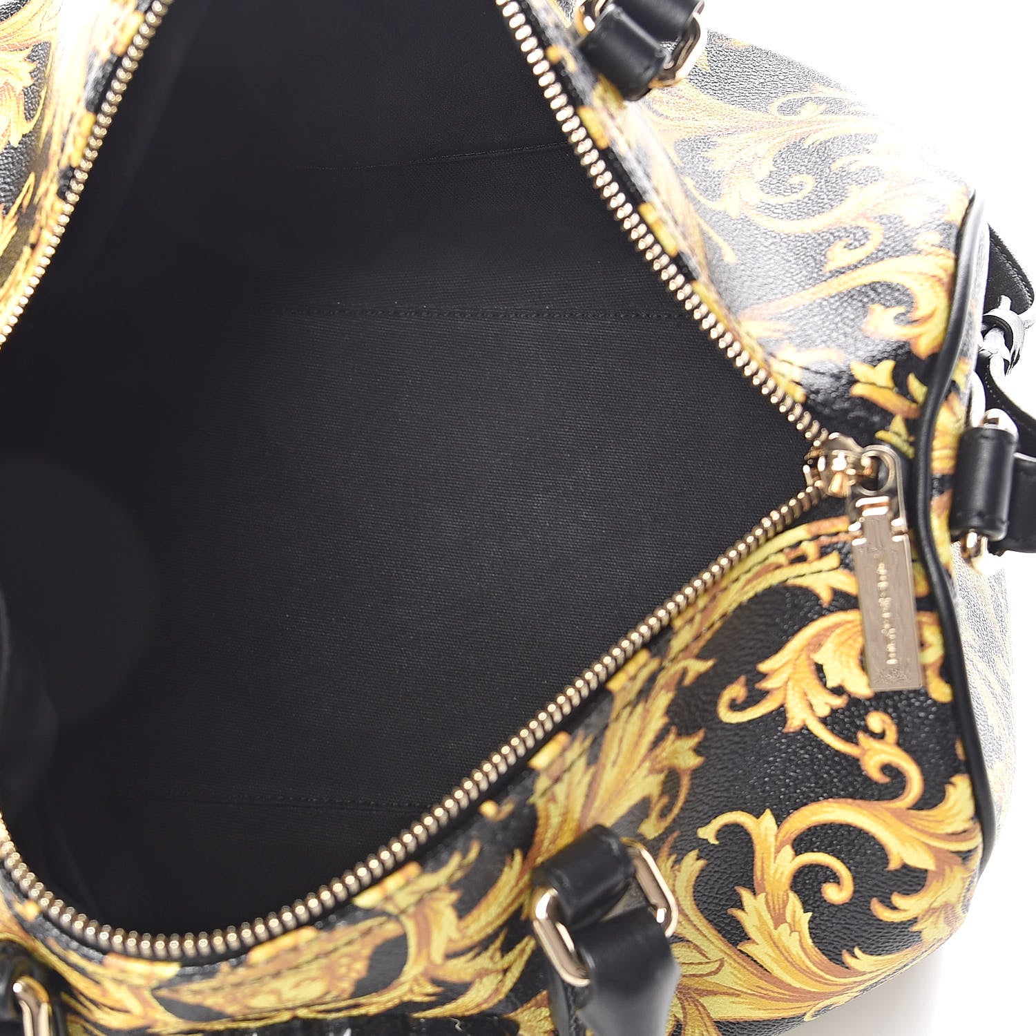 Versace Calfskin PVC Barocco Printed Bowler Black Gold 5 of 9