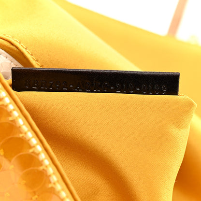 Fendi Satin Sequin Paillettes Elaphe Plexiglass Baguette 1997 Giallo Avorio 7 of 13