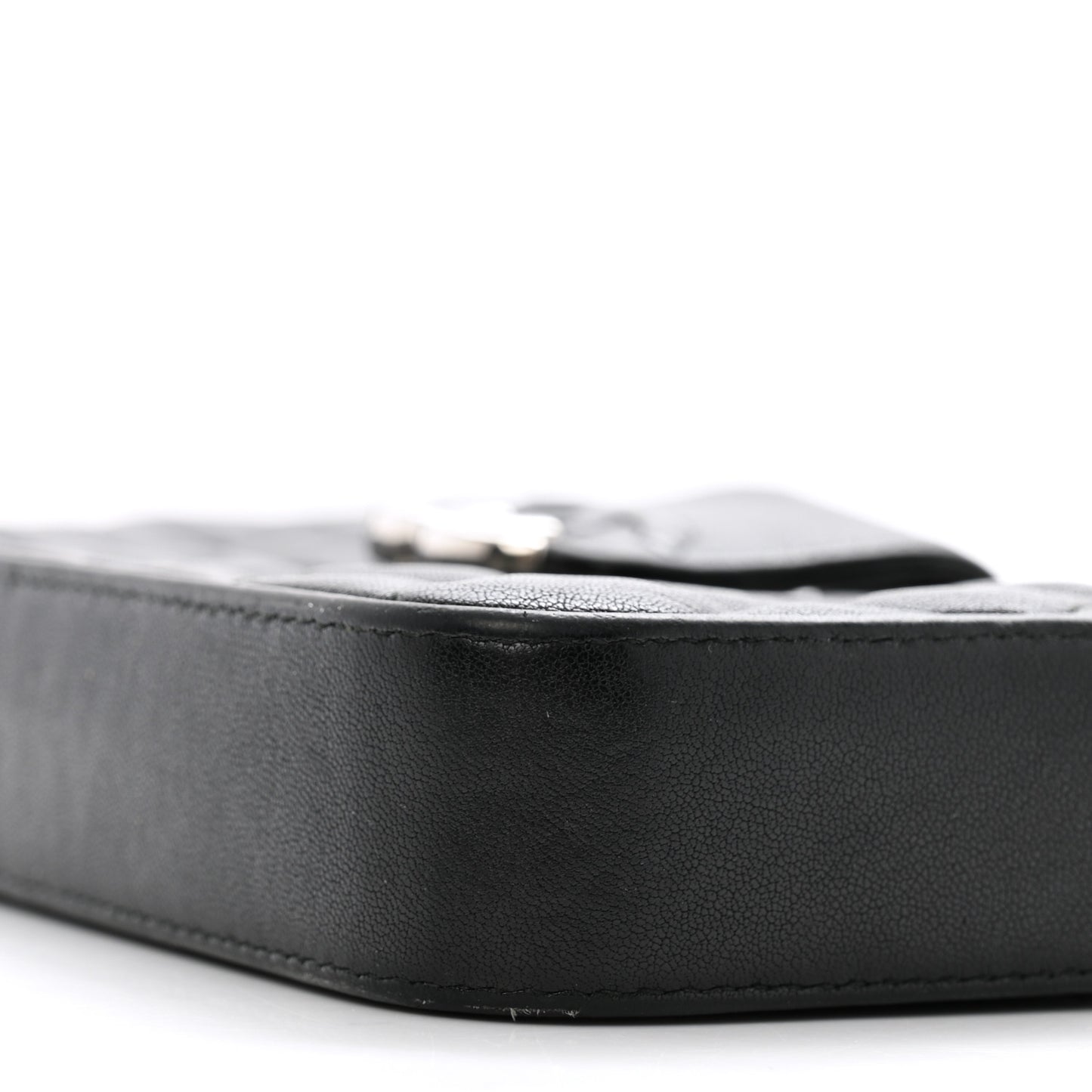 Lambskin Quilted CC Box Clutch With Chain Black