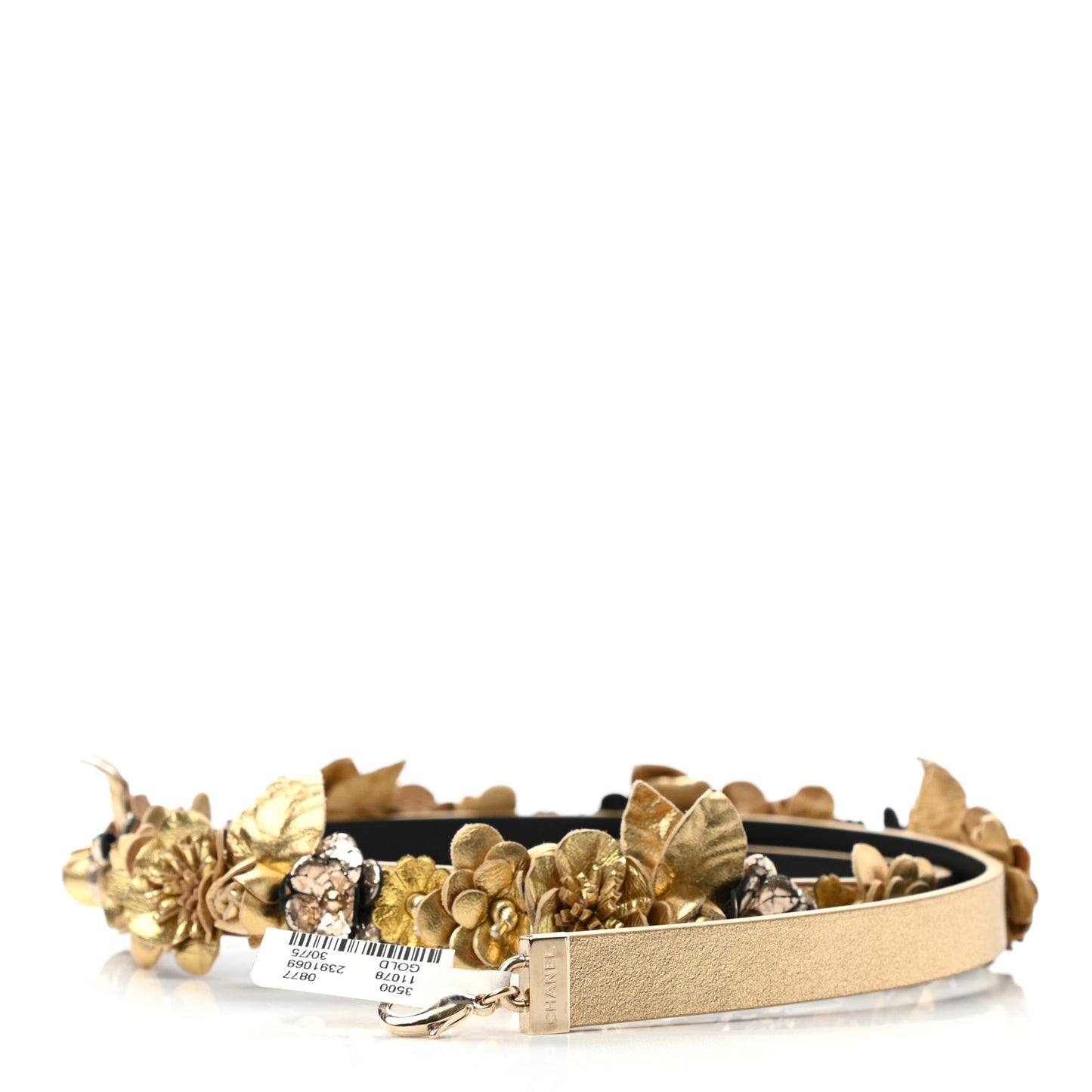 Metallic Lambskin CC Belt 75 30 Gold
