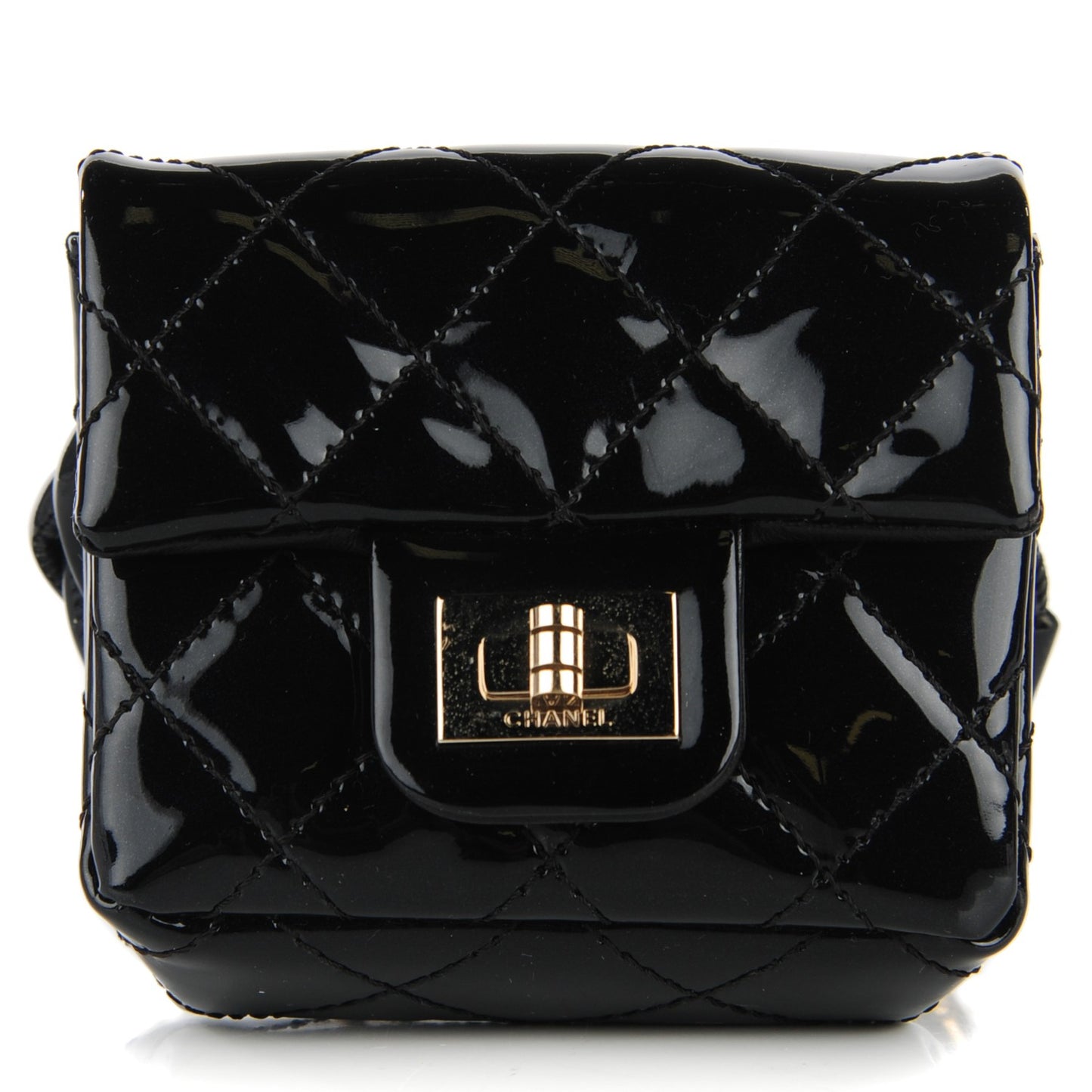 Patent Quilted 2.55 Ankle Wrist Bag Black