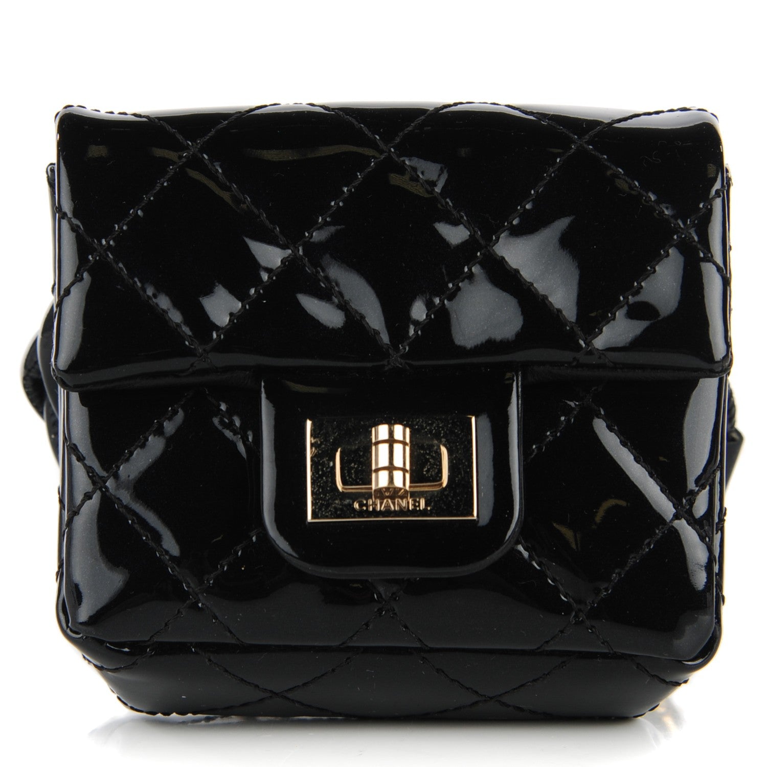 Chanel Patent Quilted 2.55 Ankle Wrist Bag Black 1 of 7