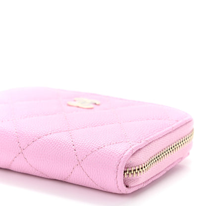 Chanel Caviar Quilted Zip Coin Purse Pink 9 of 10